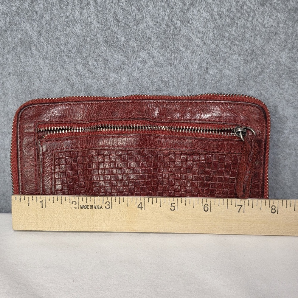 Cowboy Bags Wallet - Red Leather - Weave Pattern Western Style - Picture 3 of 12